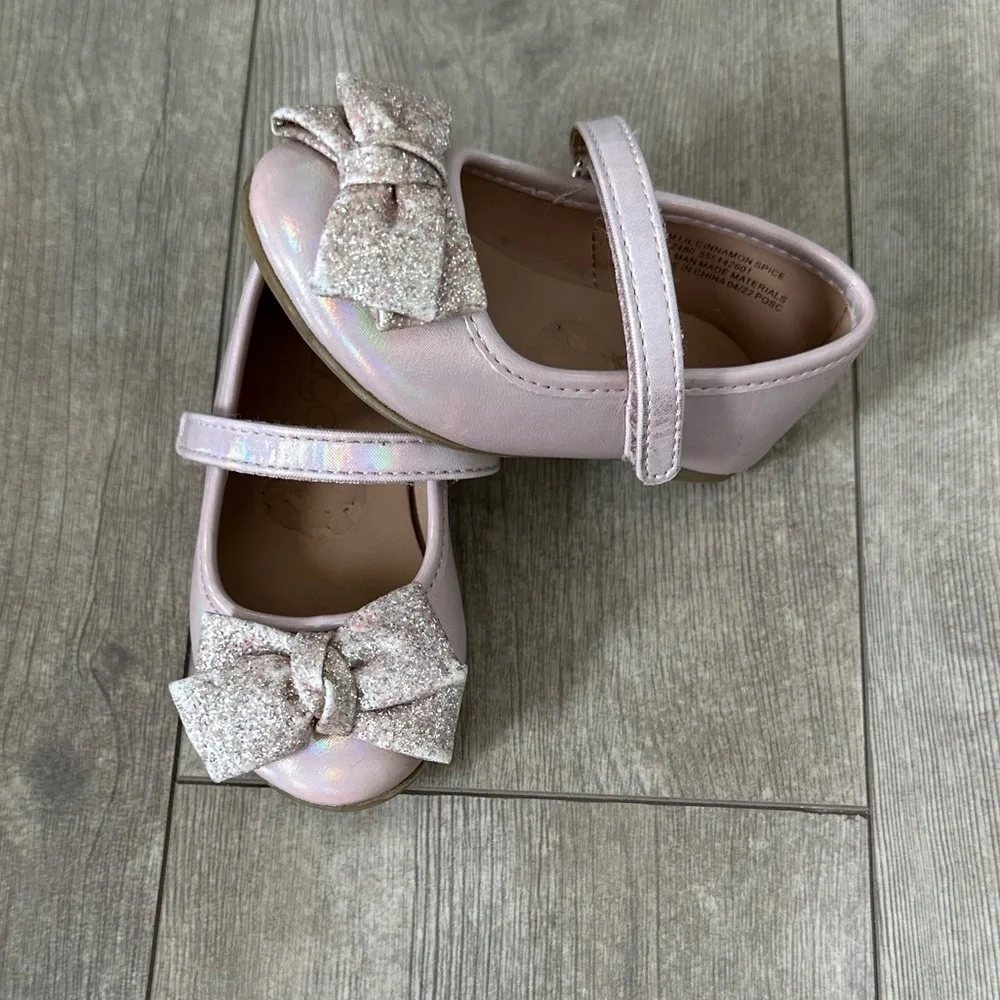 Sugar Toddler Girl Glitter Ribbon Dress Shoes Size 5 EUC
